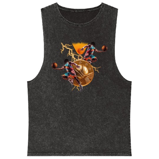 Basketball Game Day Mineral Wash Tank Tops