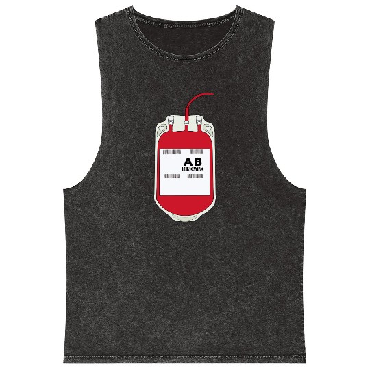 AB Negative Blood Bag Mineral Wash Tank Tops