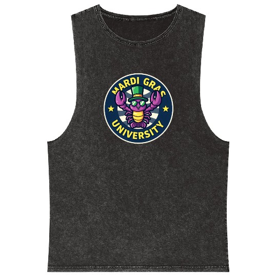 Mardi Gras University Crawfish Men's Mardi Gras Mineral Wash Tank Tops