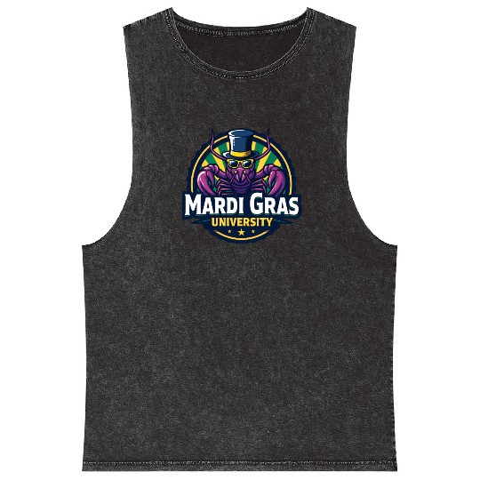 Mardi Gras University Crawfish Men's Mardi Gras Mineral Wash Tank Tops