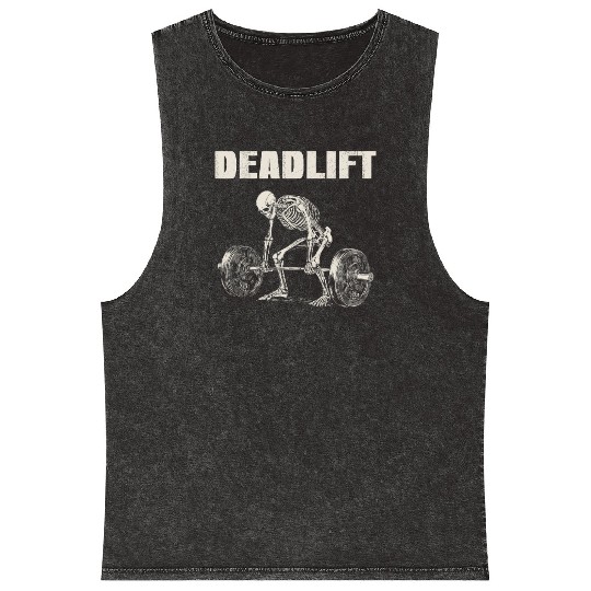 Skeleton Deadlift Gym Workout Deadlift Gift Mineral Wash Tank Tops