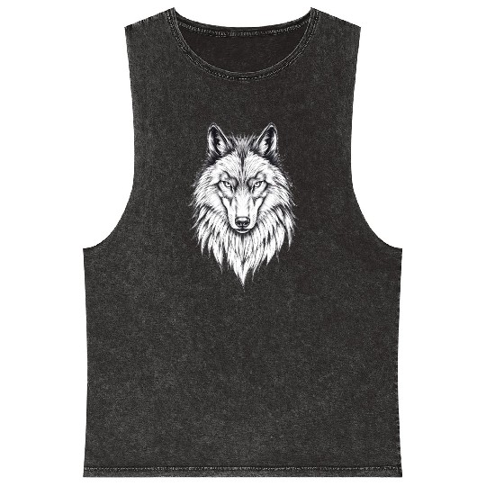 Wolf Face: Majestic and Wild Mineral Wash Tank Tops
