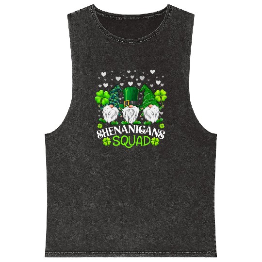 Shenanigans Squad St Patricks Day Gnomes Irish Mineral Wash Tank Tops