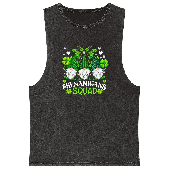 Shenanigans Squad St Patricks Day Gnomes Irish Mineral Wash Tank Tops