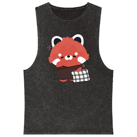 Sleepy Red Panda Mineral Wash Tank Tops