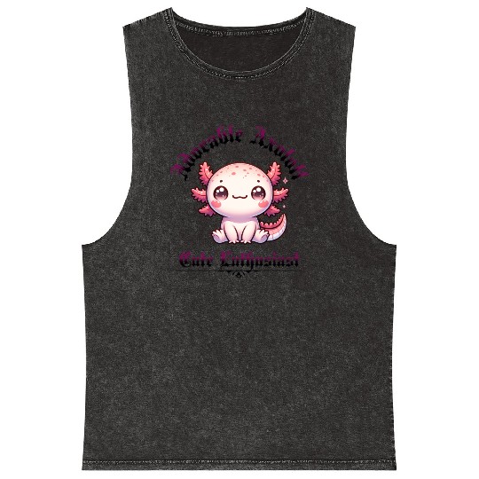 Cute Axolotl Lover Motif - Kawaii Animal - asian Mineral Wash Tank Tops