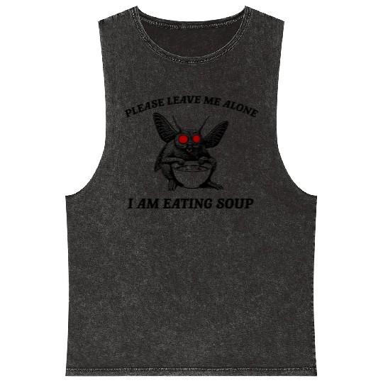 Retro Mothman Eating Soup Cryptid 90s Mineral Wash Tank Tops