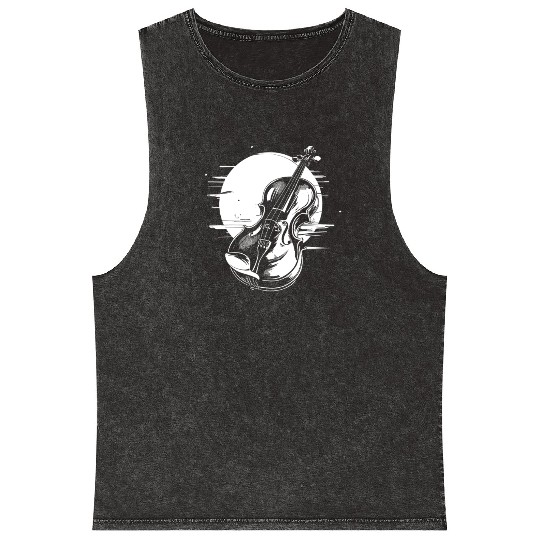 Violin Graphic Mineral Wash Tank Tops