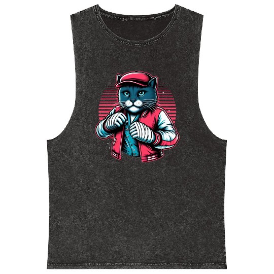 Vintage Street Fighter Cat #Vintage #Streetwear Mineral Wash Tank Tops