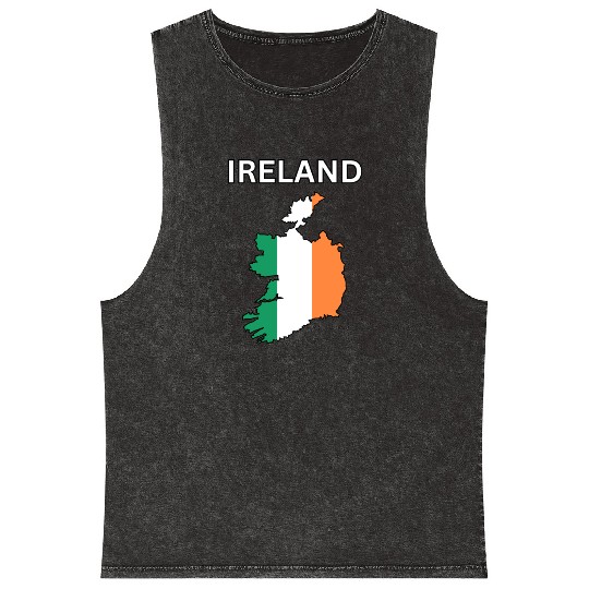 Ireland Flag Map Mineral Wash Tank Tops