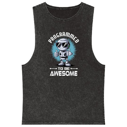 AI Robotics Geek Tech Humor Robot Mineral Wash Tank Tops