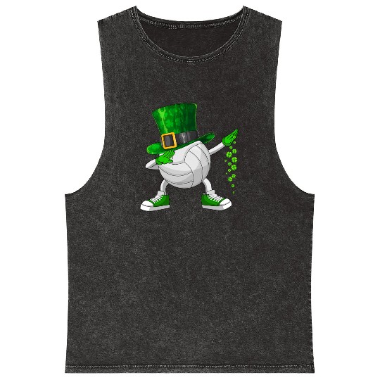 Funny Dabbing Shamrock Volleyball St Patrick's Day Mineral Wash Tank Tops