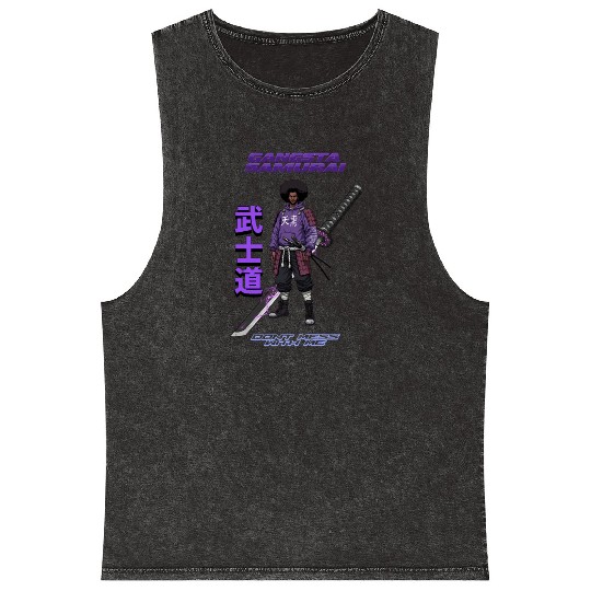 Gangsta Samurai - Afro Street Fighter Anime Manga Mineral Wash Tank Tops