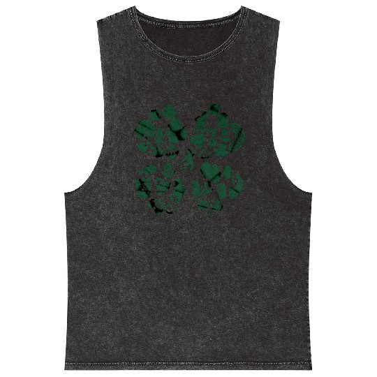 Green 4-Leaf Clover Collage graphic Design Mineral Wash Tank Tops