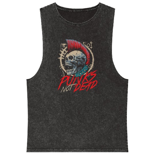 Punks Not Dead Rocker Punker Punk Rock Music Mineral Wash Tank Tops