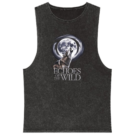 Echoes Of The Wild Howling Wolf Moon Art Mineral Wash Tank Tops