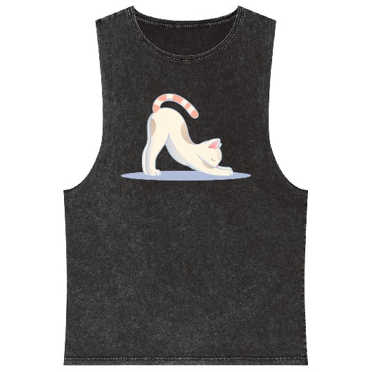 cute cat in the classic yoga stretching pose Mineral Wash Tank Tops