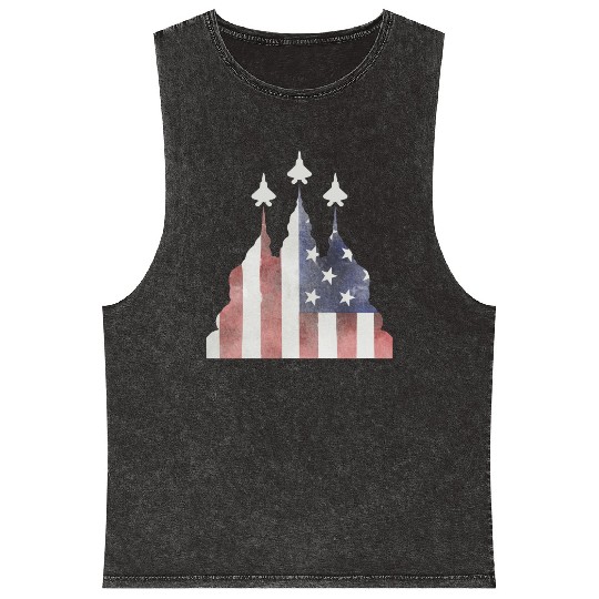 Patriotic Flyby F-22 Raptor Mineral Wash Tank Tops