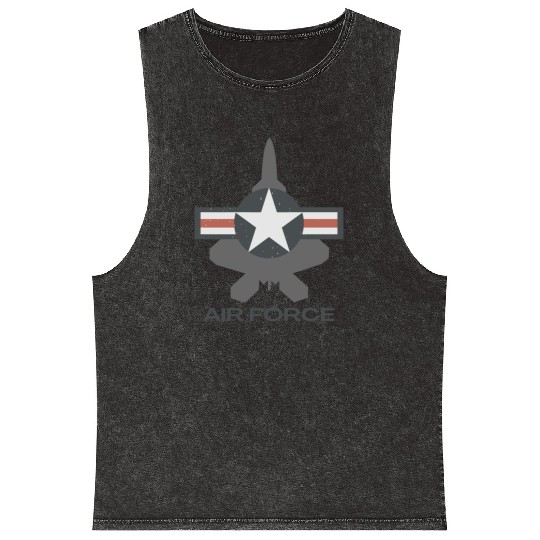 F-22 Raptor Patriotic Roundel Mineral Wash Tank Tops