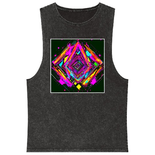 Neon Colors Vintage Party Rave Mineral Wash Tank Tops
