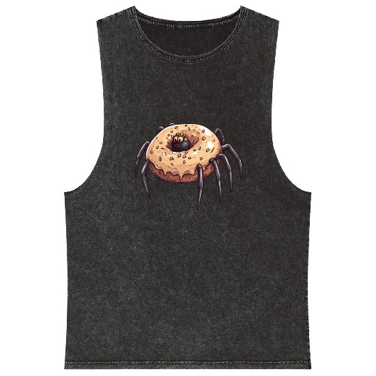 Donut Spider Funny Creative Motif Mineral Wash Tank Tops