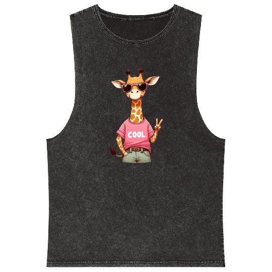 Cool giraffe Mineral Wash Tank Tops