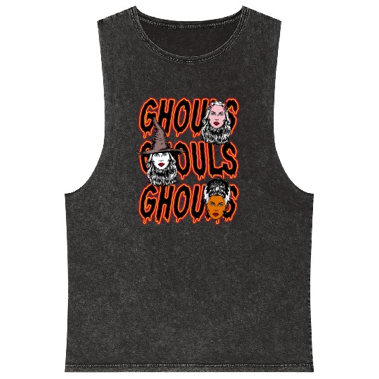 Ghouls, Ghouls, Ghouls Lady Horror Monster Mob Mineral Wash Tank Tops