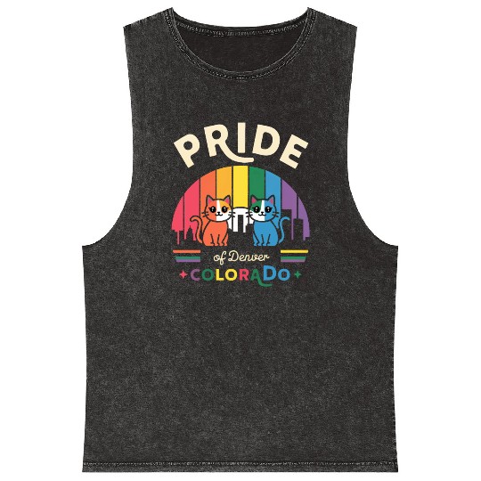 Pride of Dallas City Texas USA Rainbow Flag Mineral Wash Tank Tops