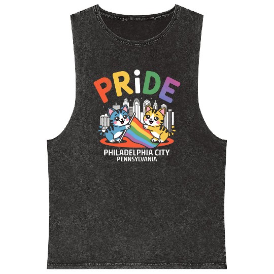 Pride Month Philadelphia City Pennsylvania USA Rai Mineral Wash Tank Tops