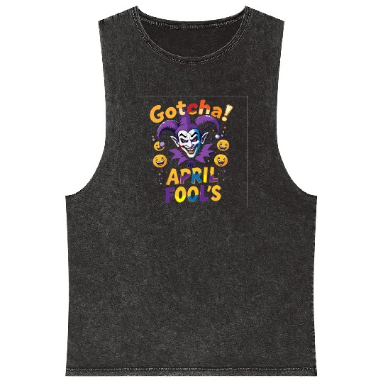 "Gotcha! April Fool’s – Funny Jester & Prank Mineral Wash Tank Tops
