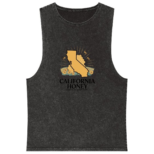 California honey sweet as the golden state Mineral Wash Tank Tops