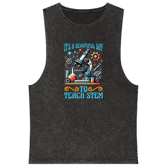 STEM Teacher It's A Beautiful Day Computer Science Mineral Wash Tank Tops