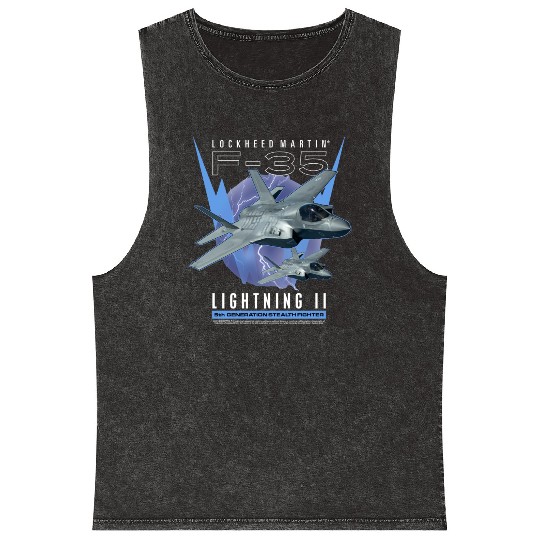 F-35 LightningIi 5Th Gen Stealth Fighter Mineral Wash Tank Tops