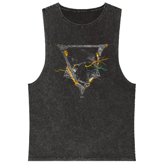 Skull Triangle Fire Mineral Wash Tank Tops | Psychedelic Rock dark