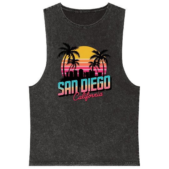 San Diego Souvenir and Travel Gift Idea Mineral Wash Tank Tops