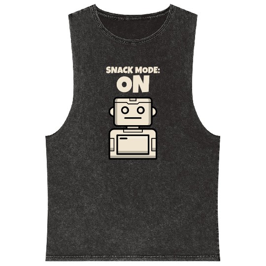 Snack Mode: On Child Kid Funny Playful Robot Mineral Wash Tank Tops