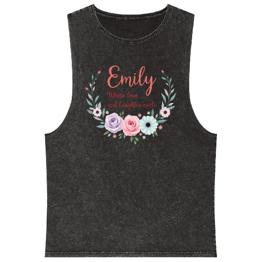 Emily, where love and laughter meet Mineral Wash Tank Tops