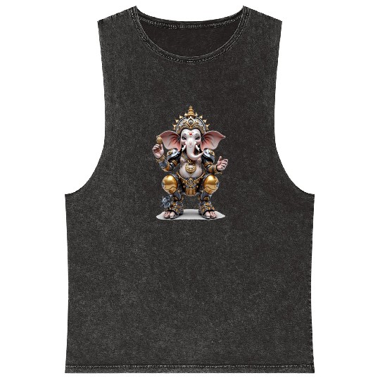 Ganesha, Hindu God Mineral Wash Tank Tops