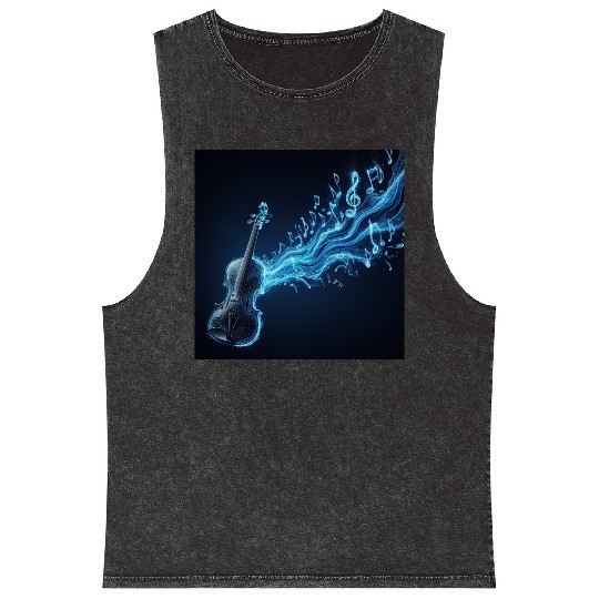 Neon Blue Violin Mineral Wash Tank Tops