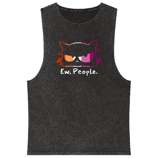 Cat Grumpy Face Ew People Lesbian Pride Colors Mineral Wash Tank Tops