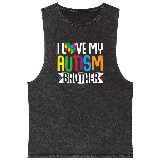 Autism Awareness Gift Sister Brother Mineral Wash Tank Tops
