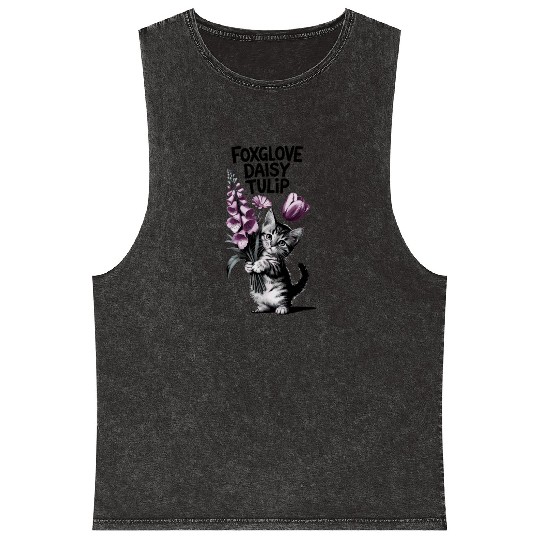 Subtle Floral Anti Trump Flowers Foxglove Daisy Mineral Wash Tank Tops
