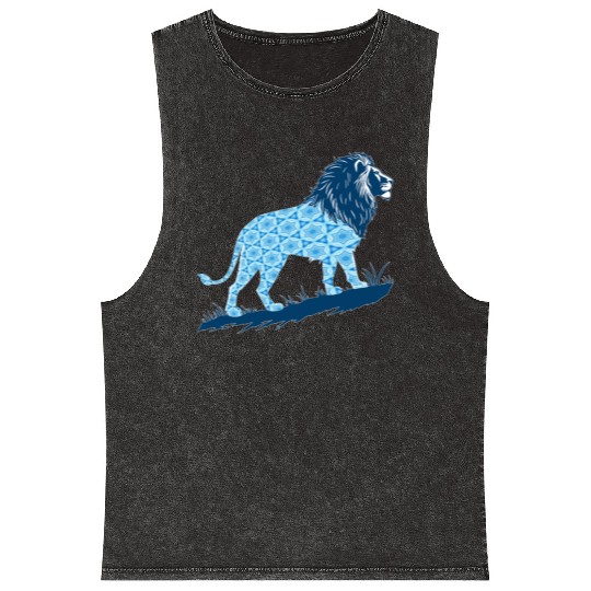 Star of David Pattern 2 Lion of Judah Mineral Wash Tank Tops