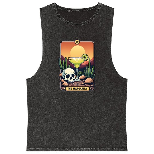 Mexican Cinco De Mayo The Margarita Tarot Card Mineral Wash Tank Tops