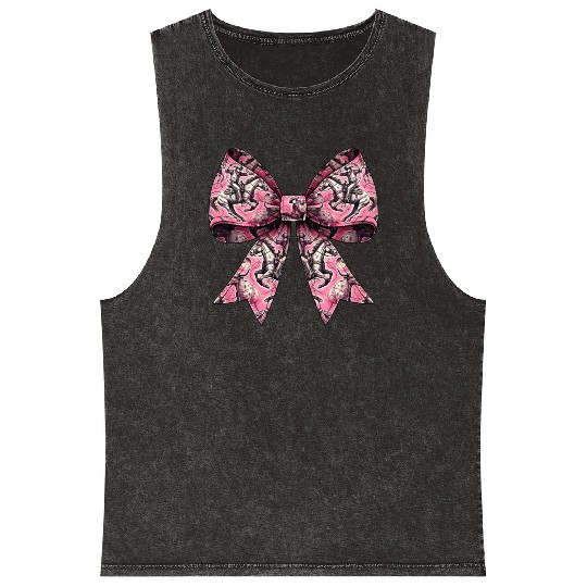 Coquette Bow Rodeo Barrel Racer Barrel Racing Mineral Wash Tank Tops