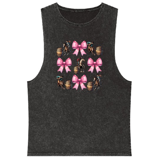 Coquette Bow Barrel Racer Barrel Racing Rodeo Mom Mineral Wash Tank Tops
