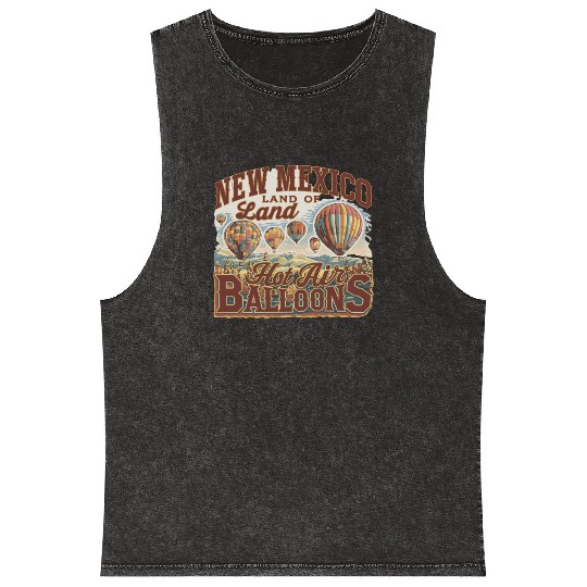New Mexico Land of Hot Air Balloons Adventure Mineral Wash Tank Tops