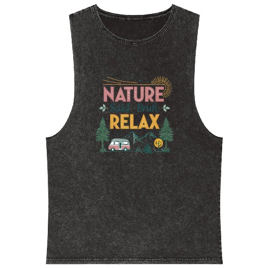 natur sad bruh relax Mineral Wash Tank Tops