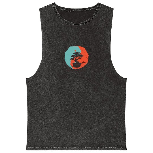 Bonsai Yin Yang Tree Meditative Art Mineral Wash Tank Tops