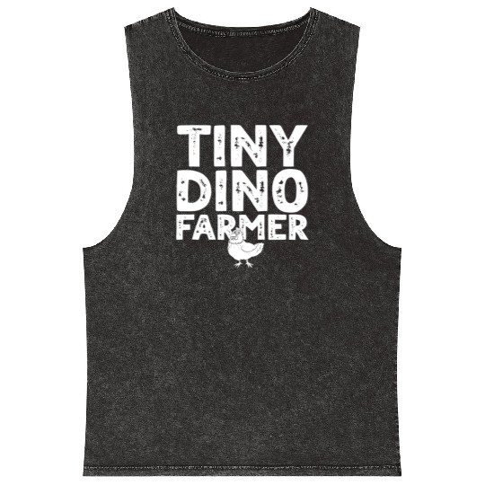 Dino Funny Dinosaur Farmer - Tiny dino farmer Mineral Wash Tank Tops